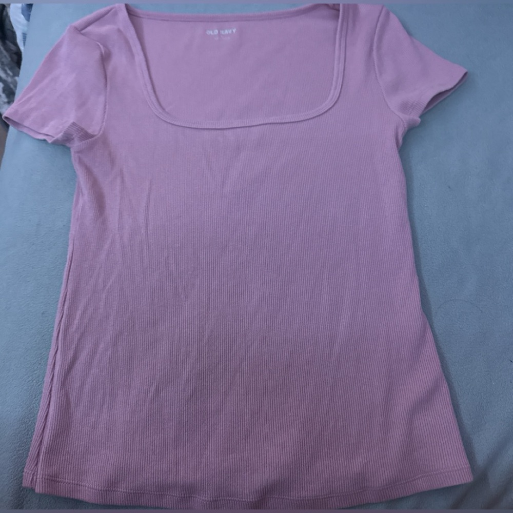 Pink square neck fitted top